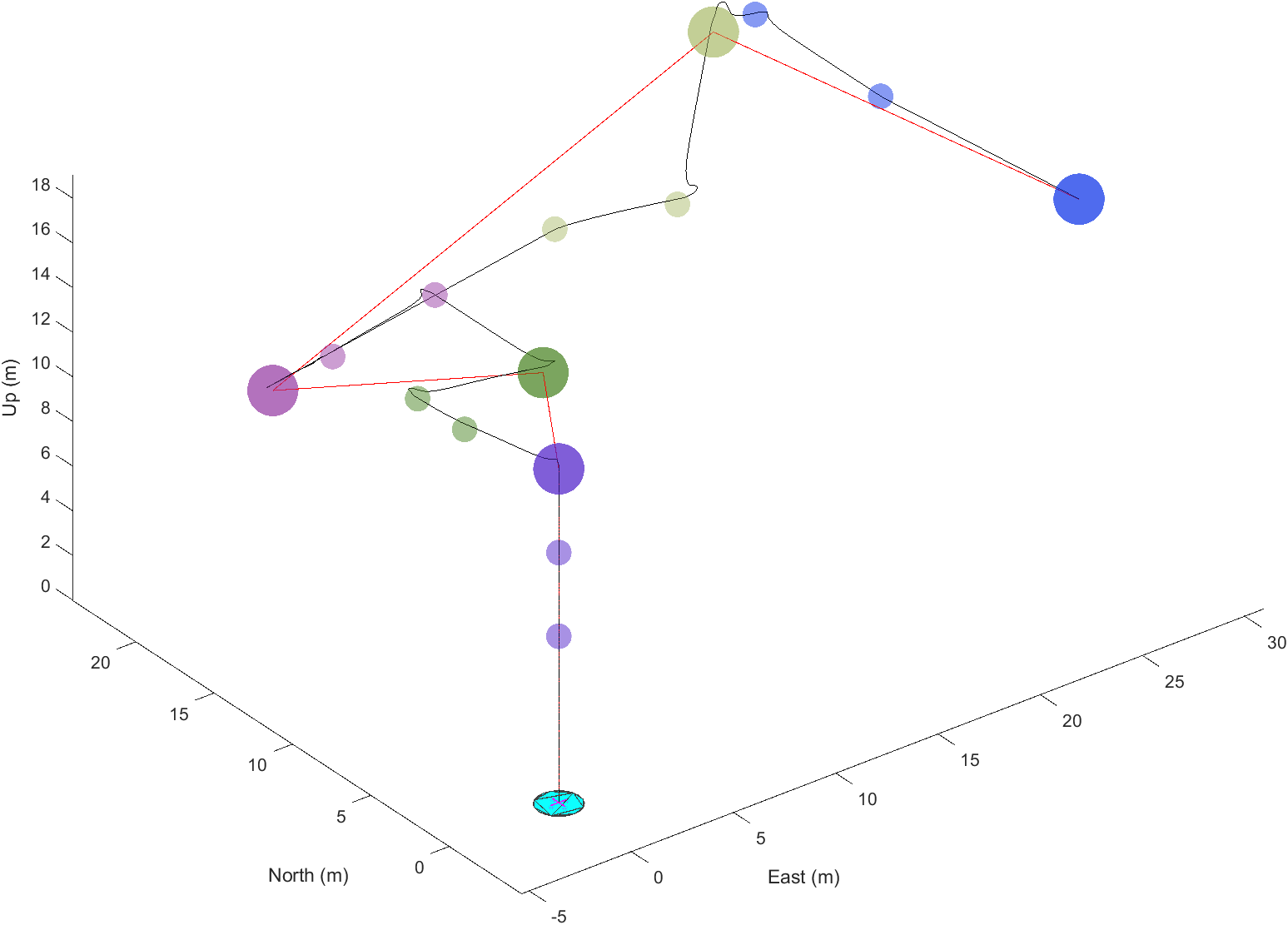 A photo showing the graphical output from a run of Random Path (rPath)